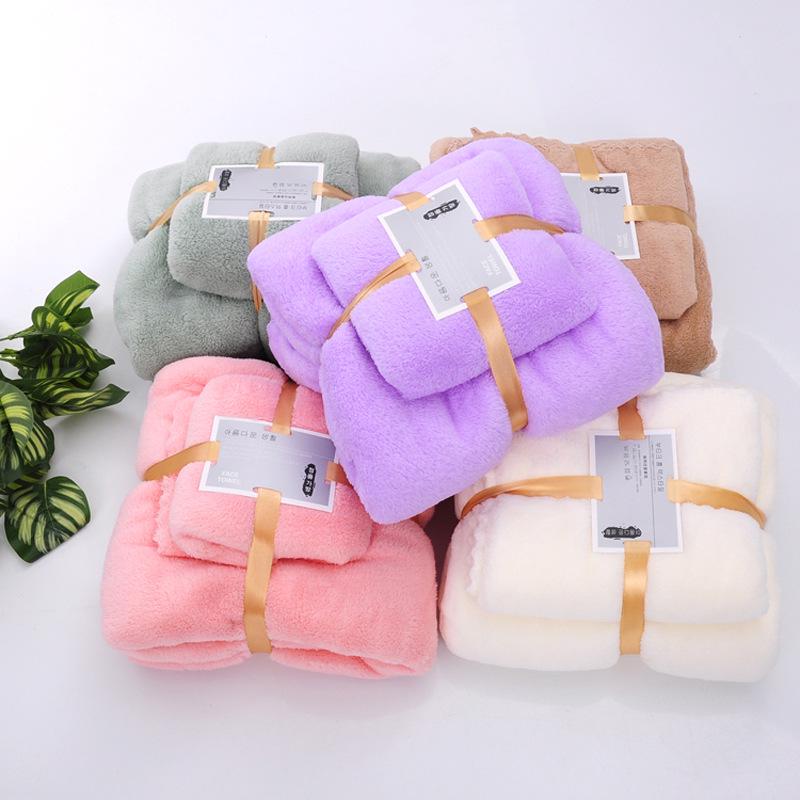 Coral Fleece Mother & Child Towel Set - Absorbent, Thickened, and Soft with Logo Gift Box