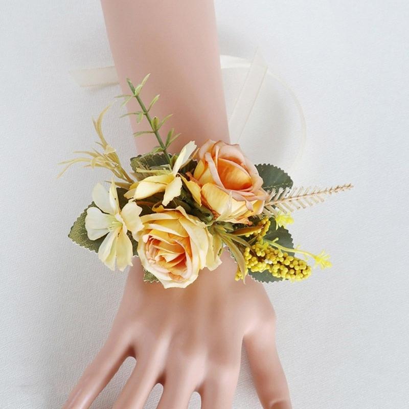 5Pcs Wedding Corsages Boutonniere Prom Boutonniere for Wedding Ceremony Anniversary, Rose Corsages for Bride and Groom,