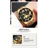 3pcs/set, Fashion Men's Business Watch, Casual Stainless Steel Quartz Wristwatch, Golden Necklace, Bracelet and Wristwatches Set