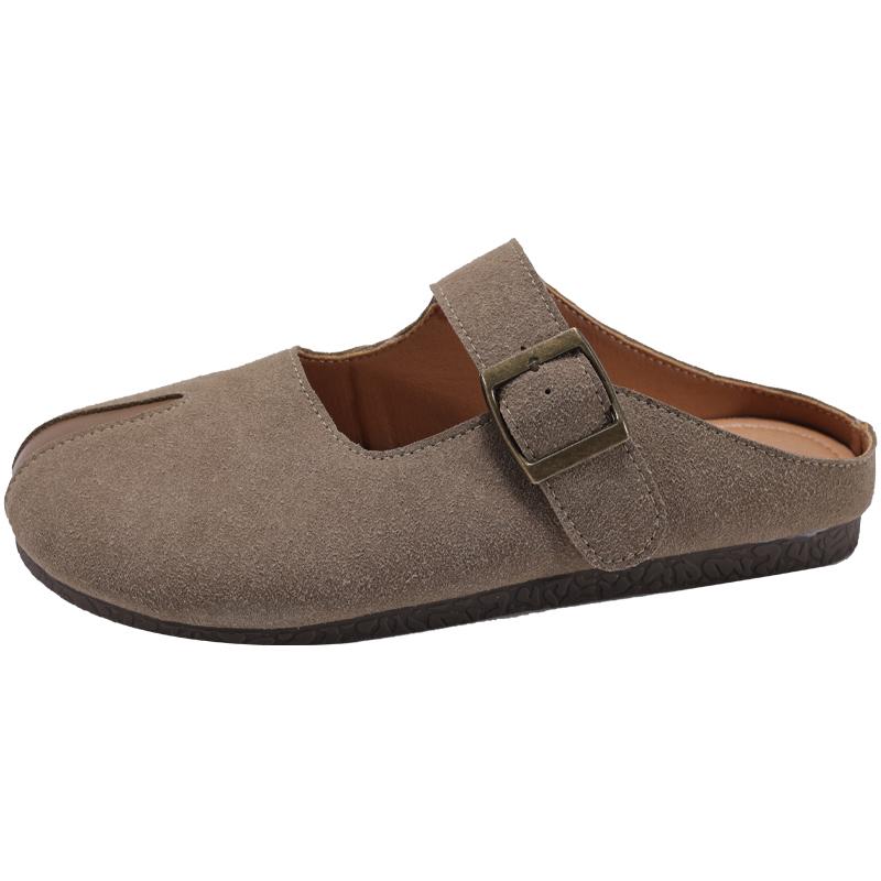 Shoes Woman  Slippers Casual Pantofle Cover Toe Luxury Rubber New Flat Retro Spring Fashion Slides Round Flat Shoes Female