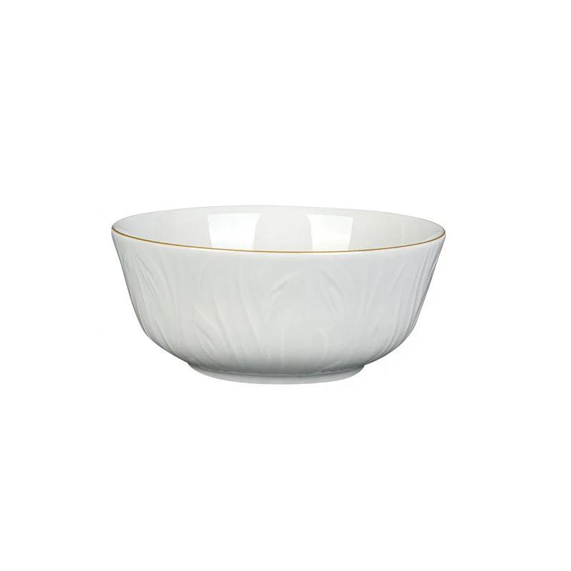 SHUNXIANG Ceramic Bowls Plates White Nordic Relief Dinnerware Dishes Rice Bowl Vegetable Plate Salad Soup Tray Kitchen Tableware