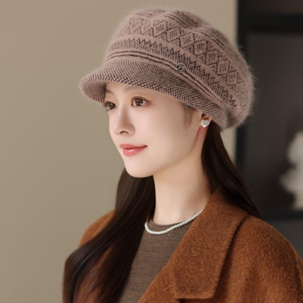 Hat Winter Thermal Basin Hat Fleece Thickened Wool Hat Knitted Rabbit Hair Ear Protector Hat