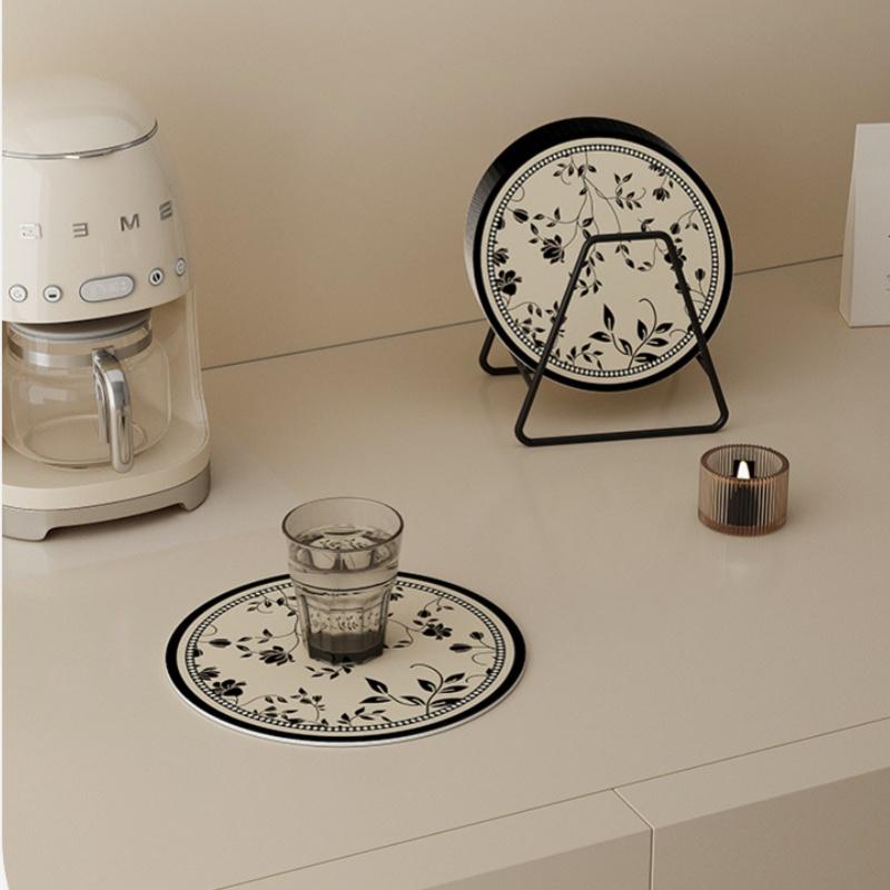 1PCS Round Rubber Placemats Heat Insulation Drink Coaster Anti Slip Pot Mat Reusable Hot Pad Kitchen Tableware Pads Accessories