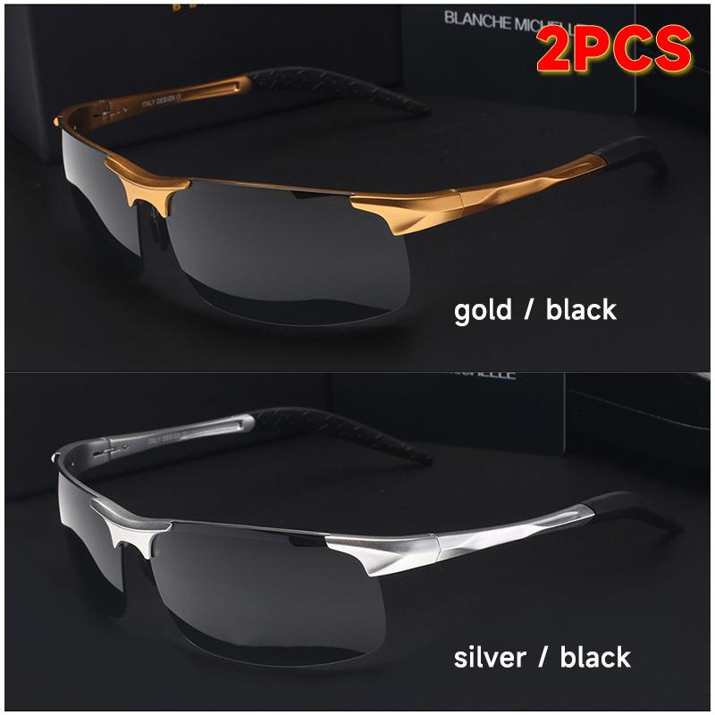 Ultra Light Aluminum Magnesium Sport Sunglasses Men UV400 Gold Rectangle Driving Sun Glasses Outdoor