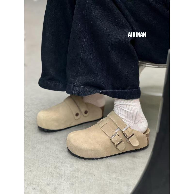 Baotou women wear new spring and summer one-pedal versatile thick-soled two and a half slippers lazy sandals