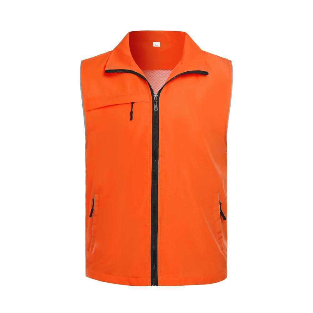 Custom Multi-Pocket Reflective Workwear Vest with Printed Logo for Housekeeping, Promotions, and Supermarket Activities.