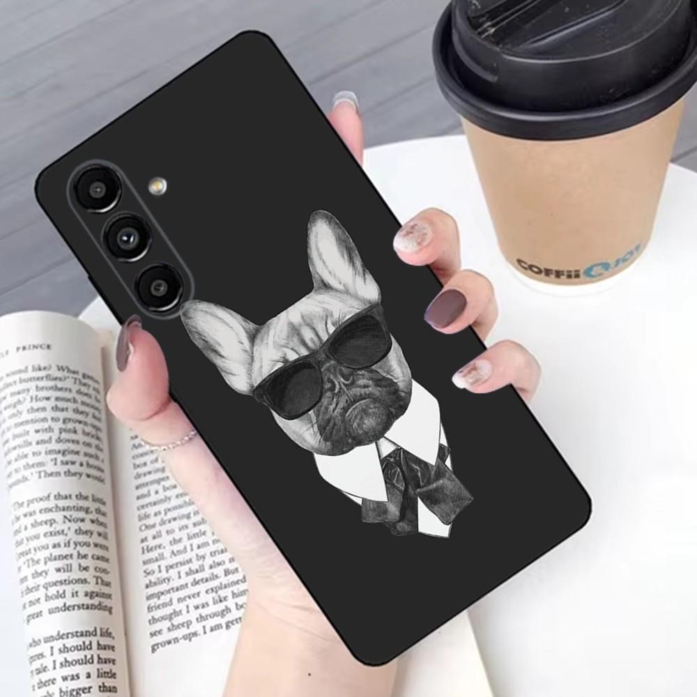 French Bulldog Phone Case For Samsung S 25,24,21,22,23,30,20,Ultra,Plus,Fe,Lite,Note,10,9,5G Black Soft