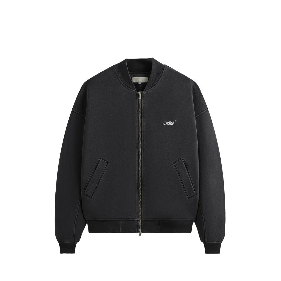 

Kith Fleece Avery Bomber Loose Fit Zip Long Sleeve Jacket Men Jacket Black KHM010608-001 XL