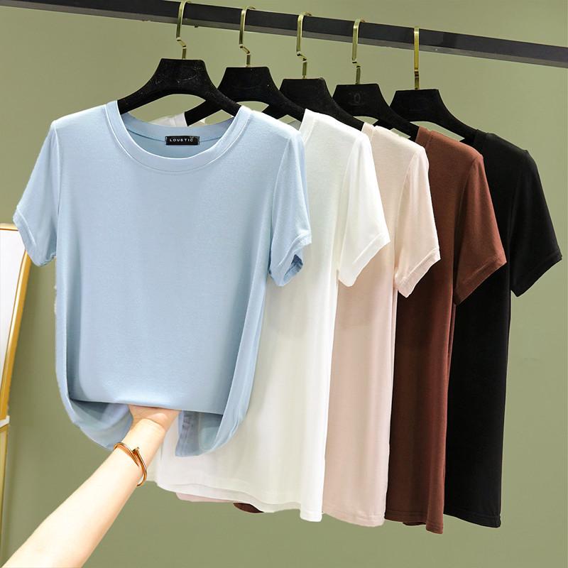 Women's Plus Size Round Neck Short Sleeve T-Shirt - Summer Solid Color Versatile Inner/Outer Layer