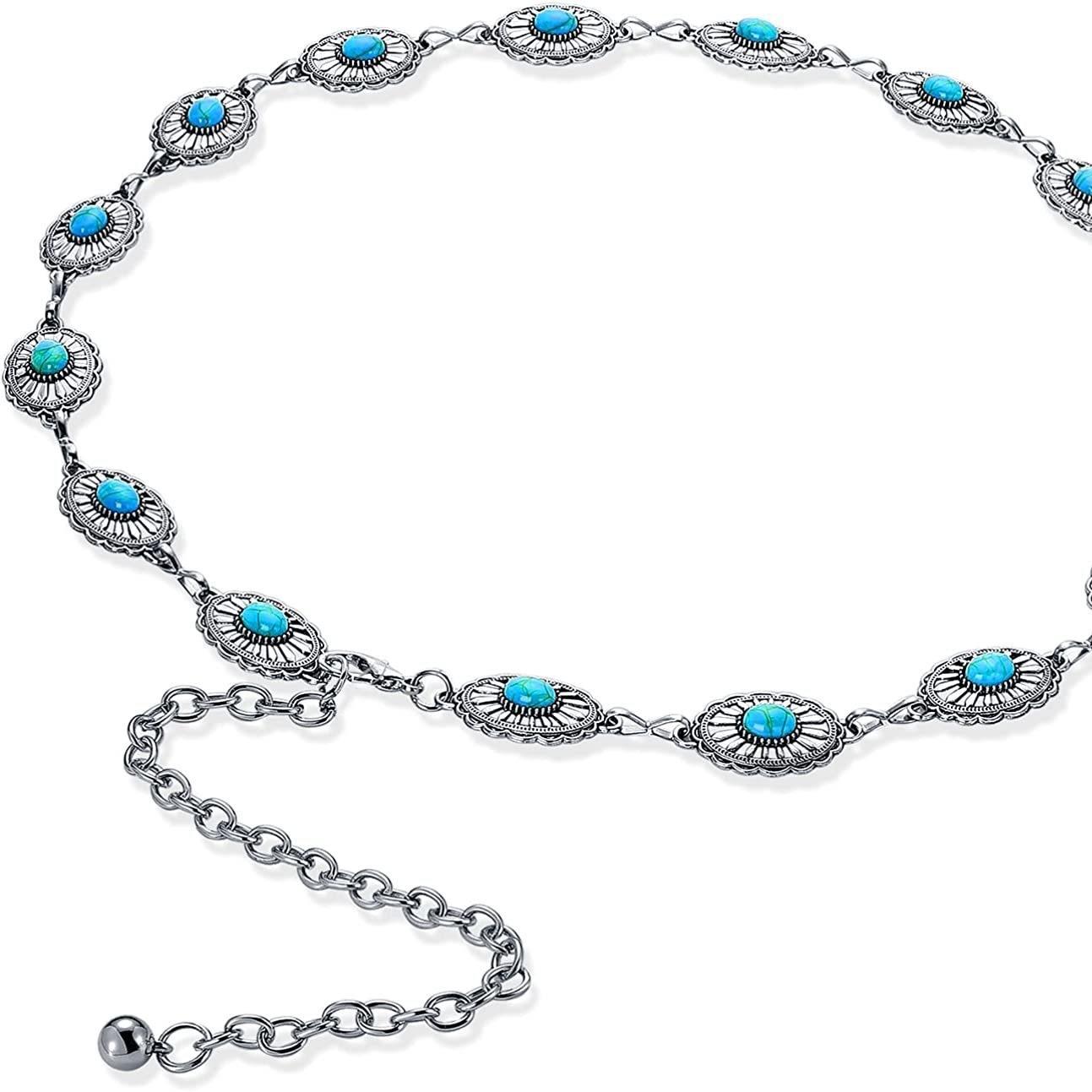 

Бирюзовый ремешок-цепочка Kangqiao Женский пояс Металлическая цепочка на талию Нишевая облегающая тонкая цепочка на талию Женская