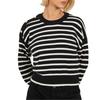 Womens/Ladies Striped Button Detail Boxy Jumper
