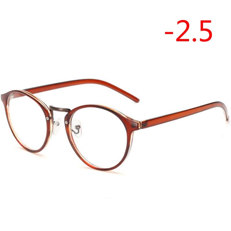 Diopter -1.0 -1.5 To -6.0 Round Finished Myopia Glasses Unisex Fashion Resin Lens Short-Sighted Eyewear Prescription Eyeglasses