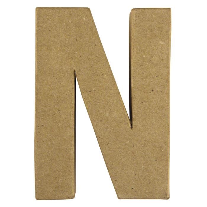Lettre en papier mâché - RAYHER - N - FSC Recyclé 100% - 15x10,5x3cm - Décoration murale