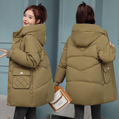 New A-shaped Winter Clothing Simple Down Cotton-padded Clothes Women's Long Thickened Large-size Bread Clothes
