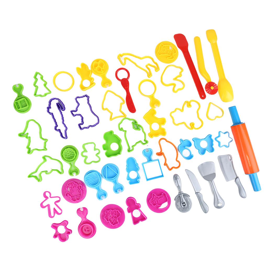 41PCS Dough Tools Set Rich Colors Various Shapes Plastic Dough Tools Kit for Kids Children