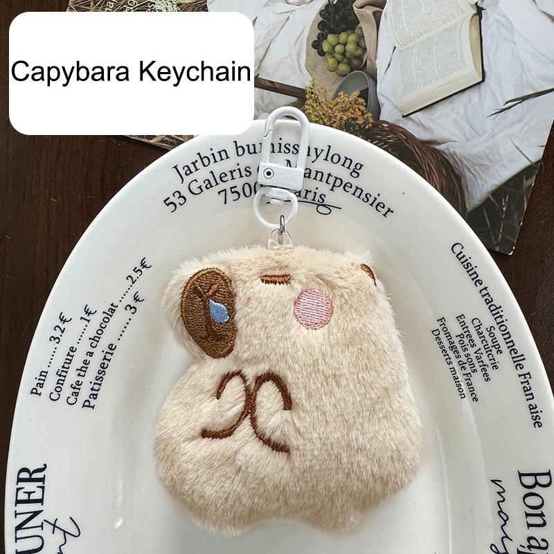 Kawaii Cartoon Capybara Plüsch-Schlüsselanhänger Anhänger Weiche Capybara Brosche Niedliche Neuheit Rucksack Dekoration Zubehör Geschenke