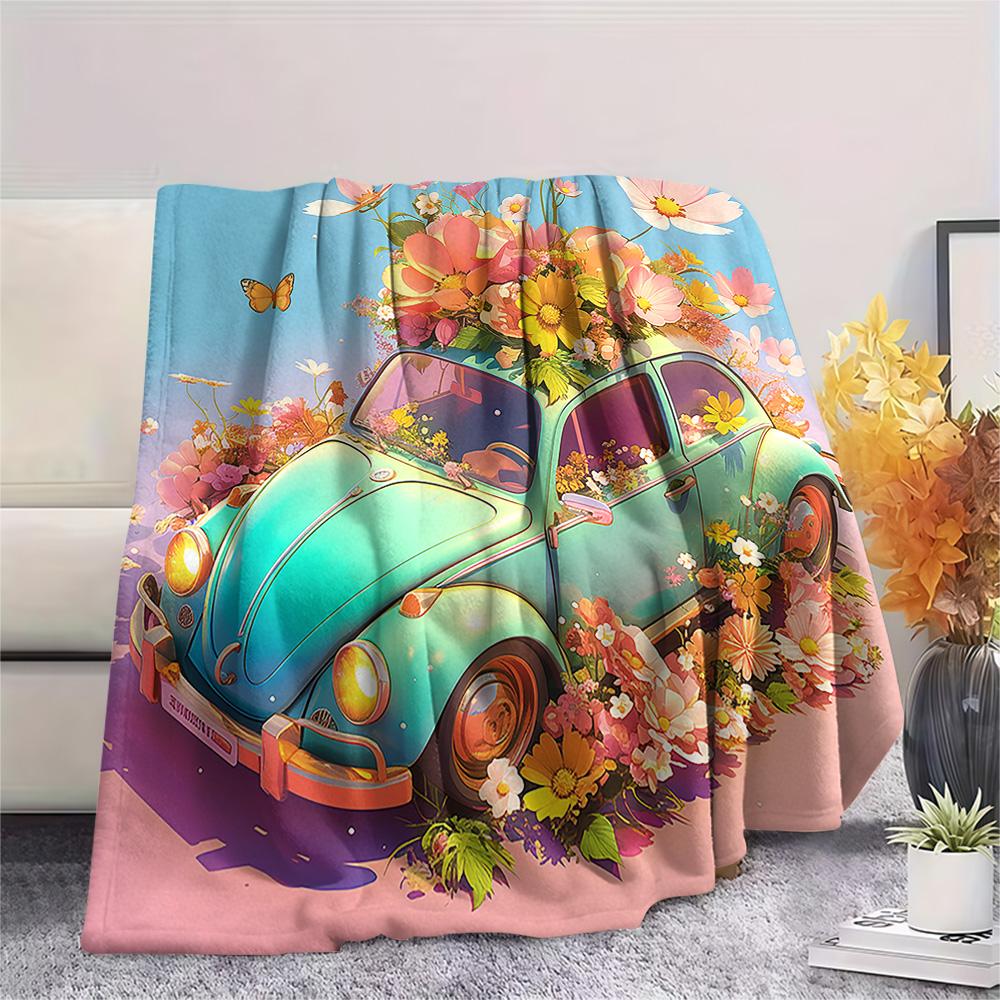 Car Print Flannel Blanket, High quality Comfortable for All Seasons, Home Decor, Warmth and Comfort, Perfect for Christmas Gifts