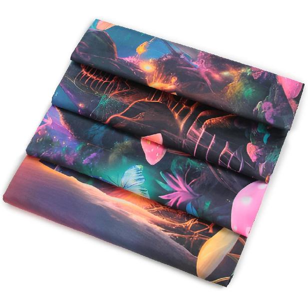 SparkLia Blacklight Mushroom Forest Tapestry - UV Reactive Glow in the Dark Fantasy Waterfall Wall Hanging, Colorful Neon Mushroom Landscape Art