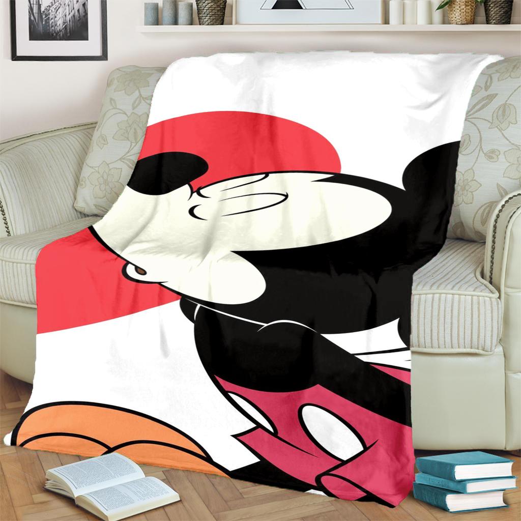 Minnie & Mickey Print Flannel Blanket Warm Comfortable for Bedrooms, Sofas, Beds, Chairs, Picnics, Travel