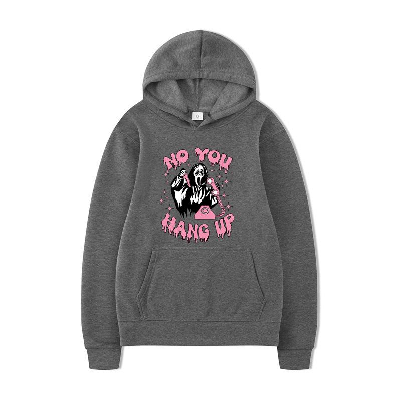 No You Hang Up Halloween with Heart Prints Hoodies Men Long Sleeve Sweatshirts Women Harajuku Streetwear Pullovers Sudaderas