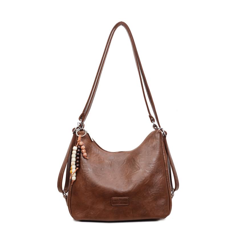 

Large Capacity Women s Bag Vintage Crossbody Bag Underarm Bag коричневий