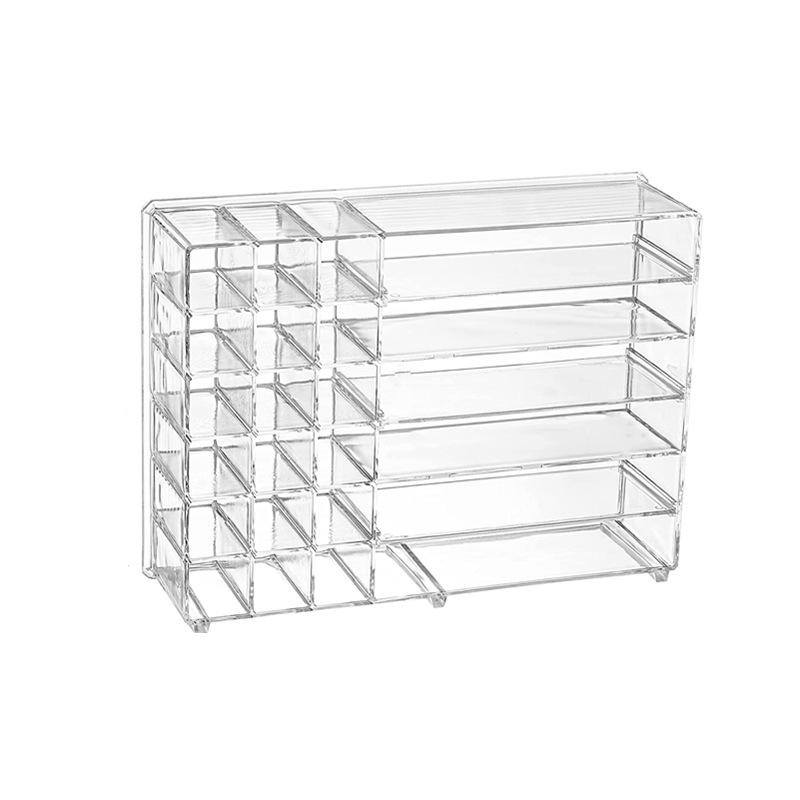 Transparent Multi-Compartment Makeup Organizer for Lipstick, Blush, and Eyeshadow прозрачный