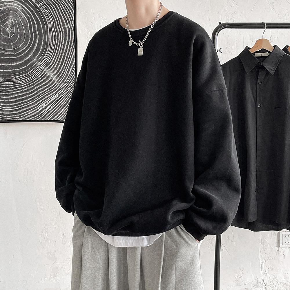 Fleece Damen Herren Sweatshirt Locker Einfarbig Rundhals Langarm Warm Weich Unisex Lässig Einfacher Stil Paar Top Harajuku Crewneck Hoodie