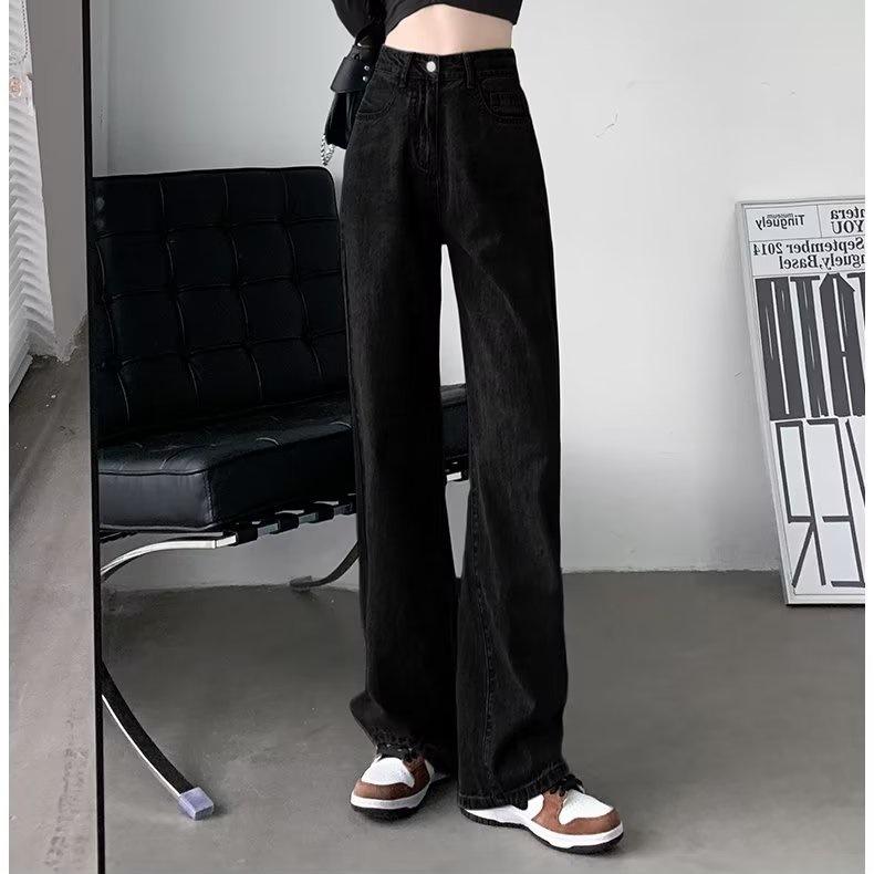 New Fashion Wide Leg Jeans Dámské nové kalhoty s volným rovným střihem a vysokým pasem