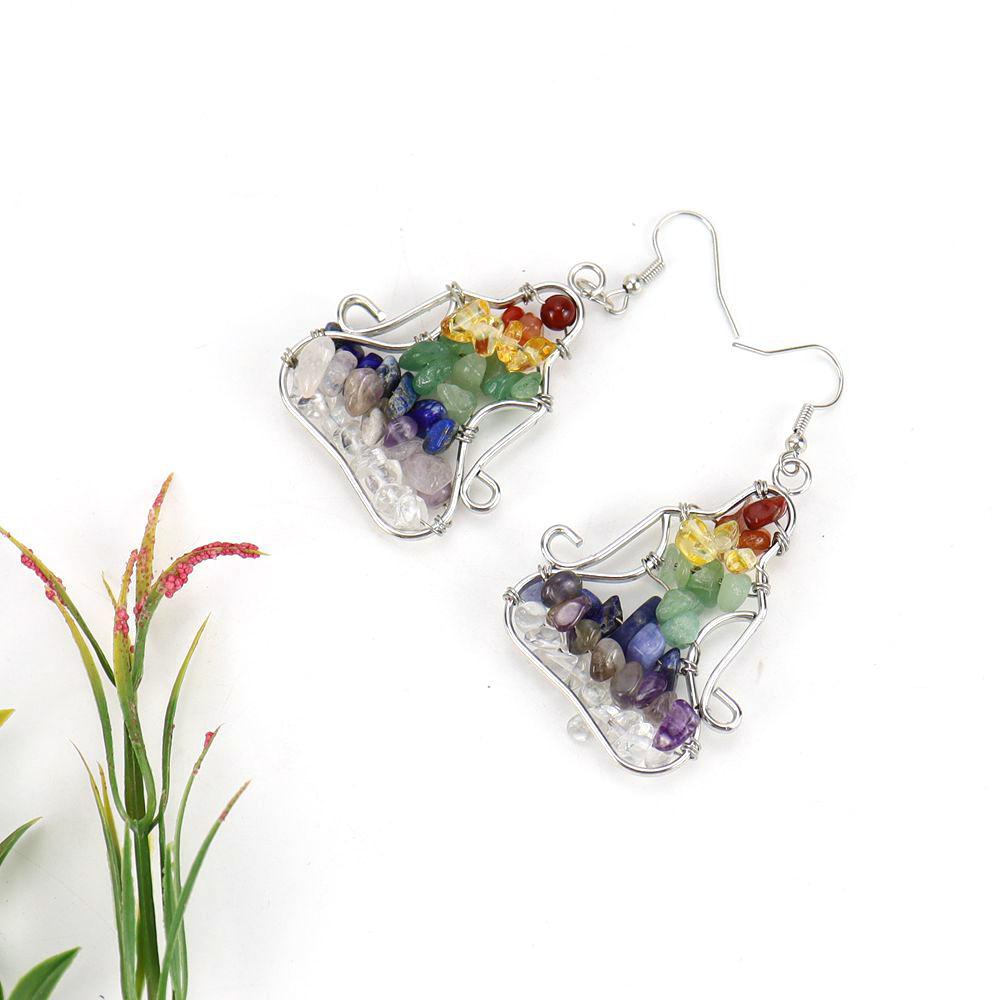 Hand Wound Natural Gravel Crystal Agate Amethyst Yoga Earrings Earrings E14 Fresh And Sweet