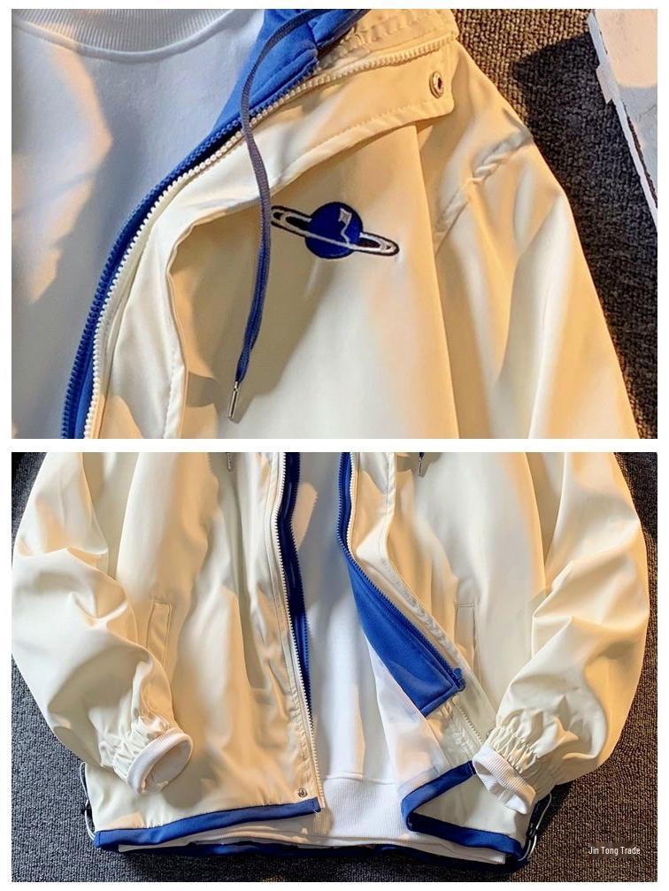 Men's Casual Loose Hooded Jacket: Versatile Two-Piece Windbreaker for Spring & Autumn Trendy Baseball Style