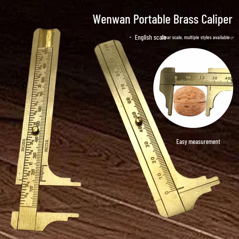 Portable Retro-Style Mini Vernier Caliper: Double-Scale Brass Ruler
