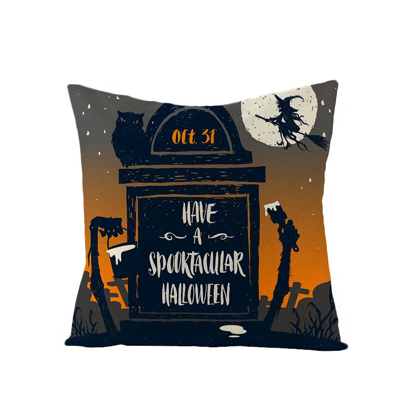 New Home Furnishings Halloween Polyester Pillow Case Home Pumpkin Ghost Fire Cushion Waist Pillow Case