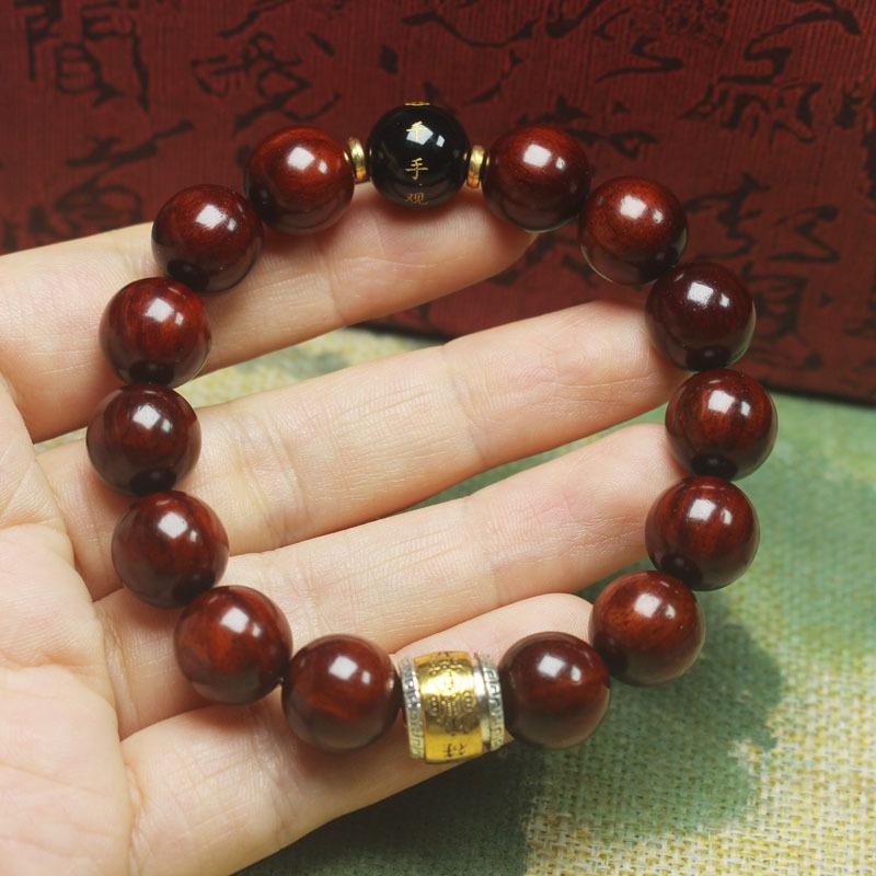 12mm Single Loop Zambia Blood Sandalwood Beaded Bracelet Ethnic Style Unisex Simple Wooden Hand Jewelry Gift Ornament