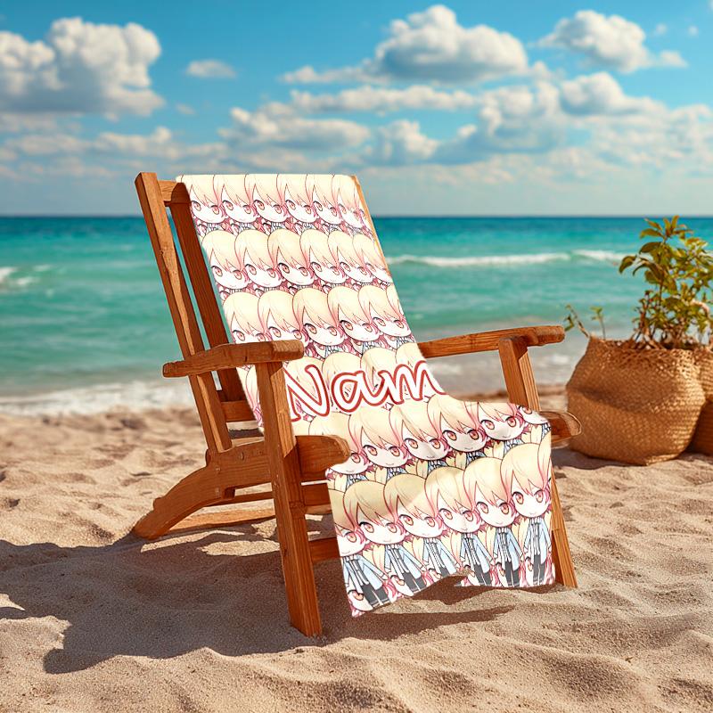 Personalized customized proof beach towel with Tsukasa Tenma pattern - soft, absorbent,quick-drying,perfect swimming,camping&bathing