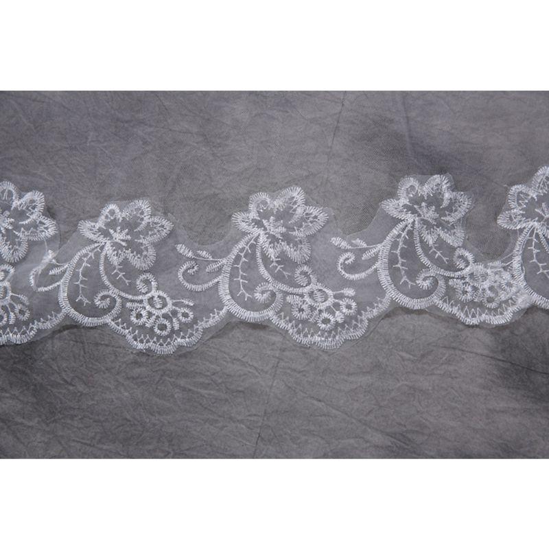 Womens Short Fingertip Length 1 Tier Lace Edge Wedding Bridal Veil Bride Tulle Hair Accessories Without Metal Comb