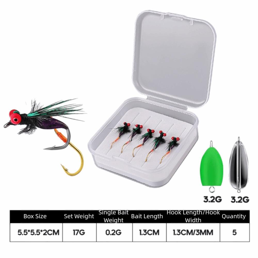 5 шт./комплект Биомиметическая приманка Искусственное насекомое Рыболовная приманка Острый крючок Вращающиеся лепестки Рыболовная приманка Горизонтально вращающийся пропеллер