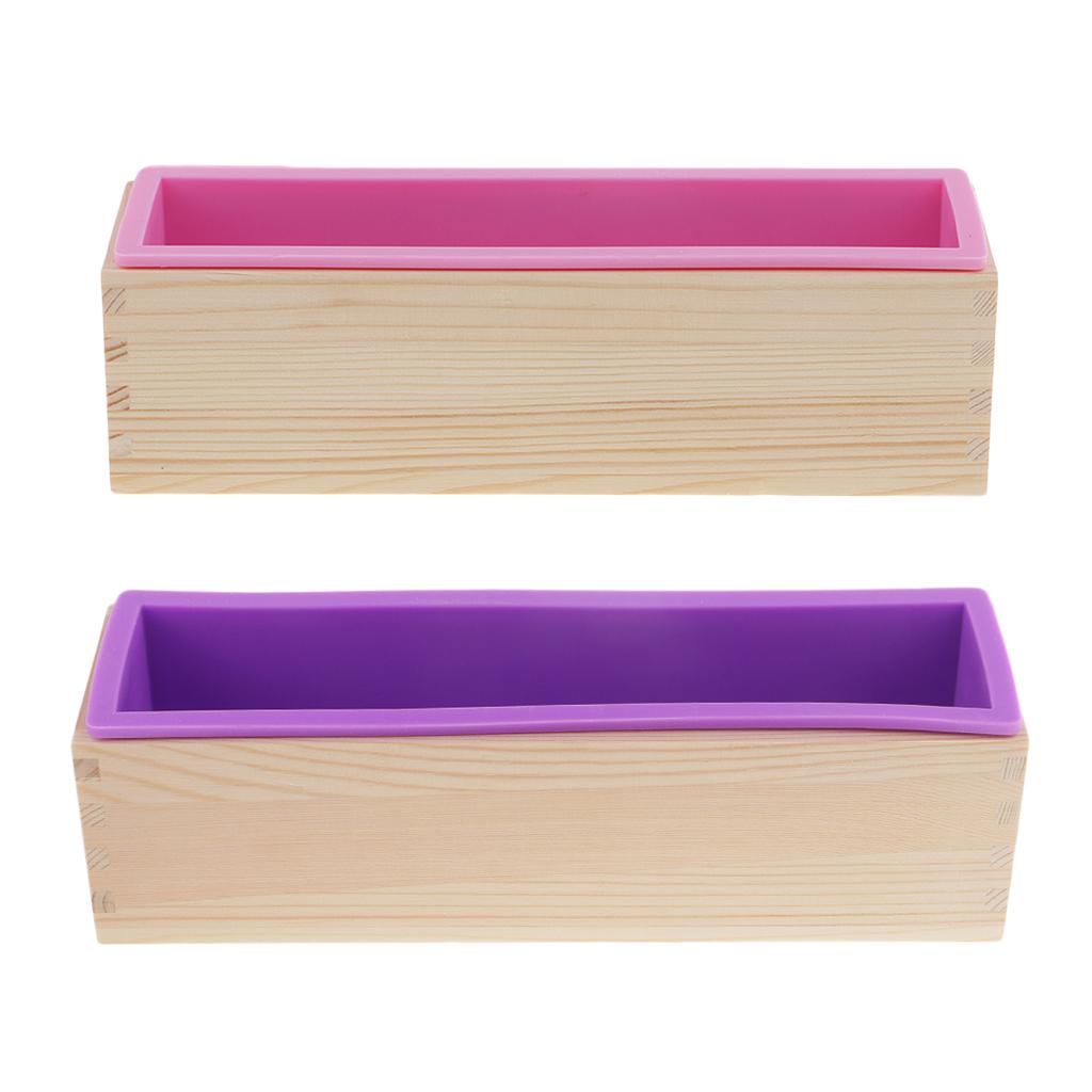 Food Grade Silicone Mold Rectangle Loaf Handmade Soap Making Mould with Wood Box for Chocolate Bread Cake DIY