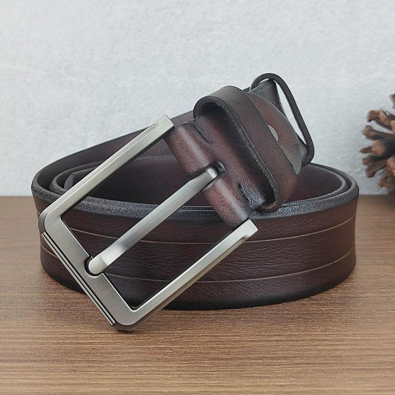 Men'S Belt Leather Retro Casual Pin Buckle Belt Men'S First Layer Cowhide Fashion Belt Belt Belt