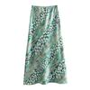 Spring and Summer New European and American Holiday Style Silk Satin Texture Print Shirts High Waist Slimming Midi A Word Skirt