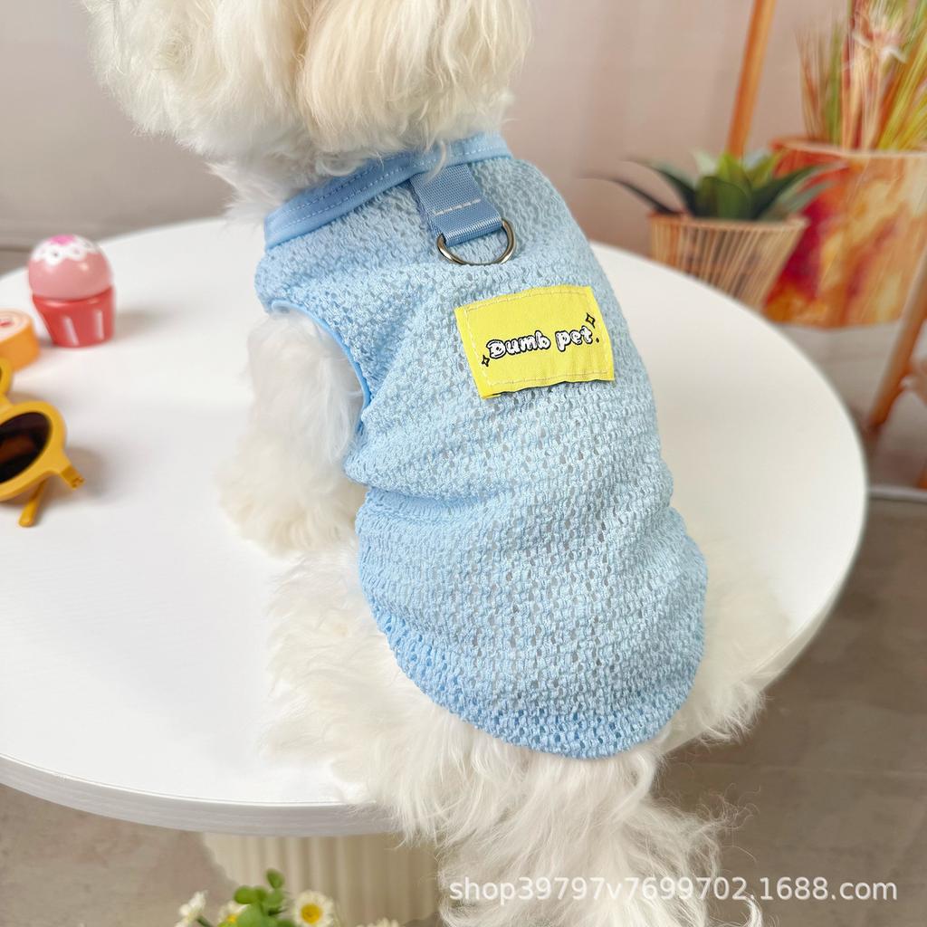 Spring and summer thin breathable hollow vest pet dog dog cat clothes more anti-hair loss than bear