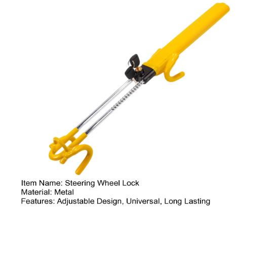 Twin Bar Car Steering Wheel Lock High Visibility Adjustable Universal Fit Heavy Duty Steering Wheel Lock Anti-Theft Device