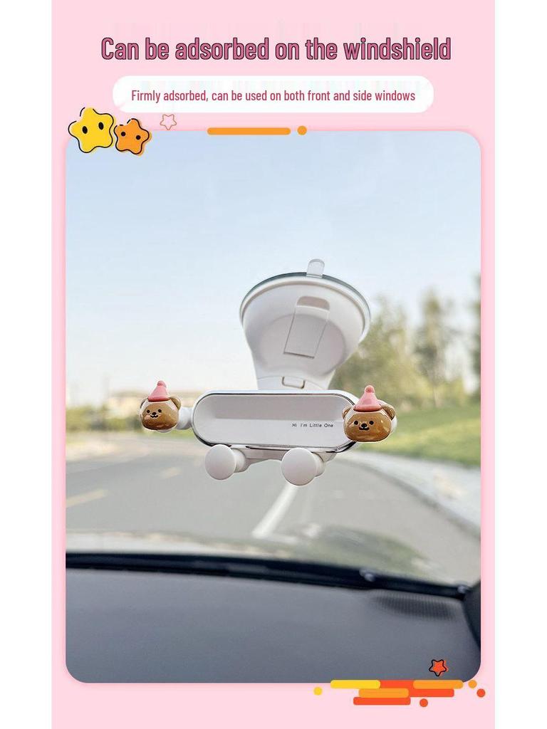Cute Bee Dog Suction Cup Car Phone Holder & Navigation Stand for Center Console