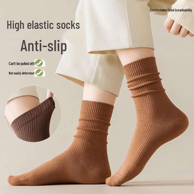 Yalu Women's Mid-Calf Cotton Socks (5-Pair Pack)