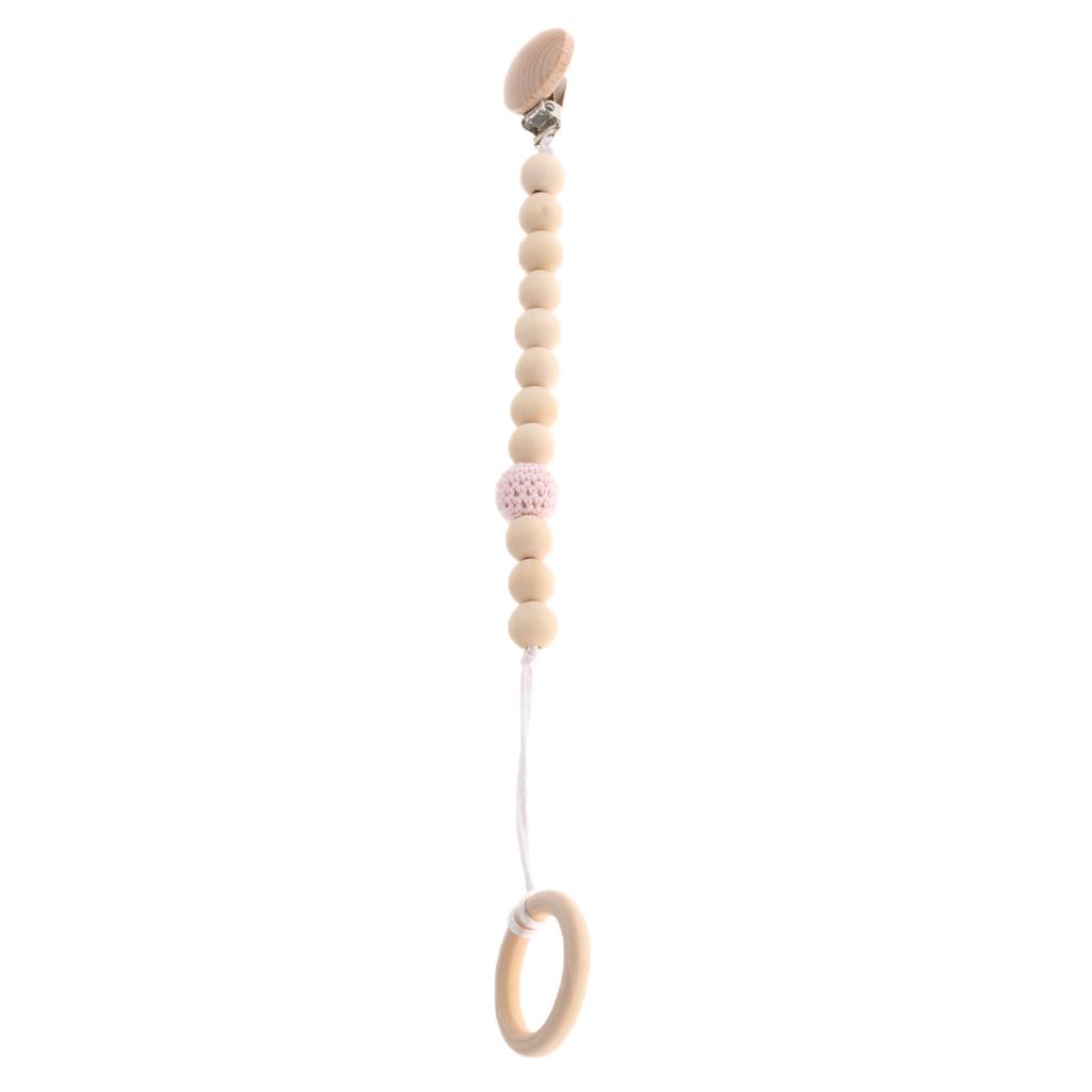 Wooden Beaded Baby Holder Pacifier Clip Teether Chain, Style 8