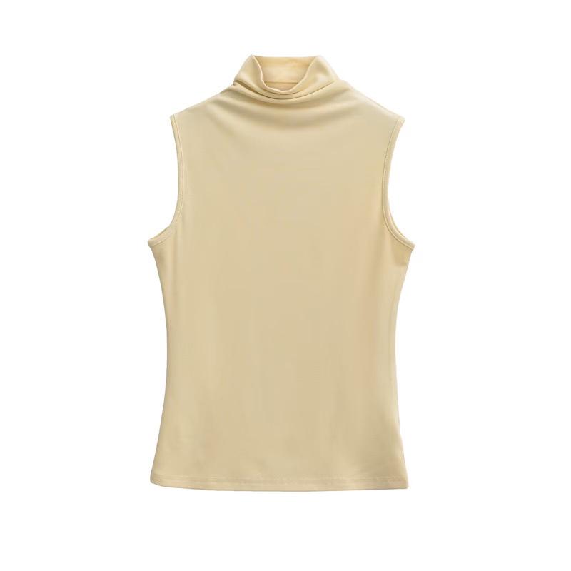 Women s High Neck Sleeveless Bodycon Tank Top - Slim Fit, Solid Color, Sexy Base Layer Medium