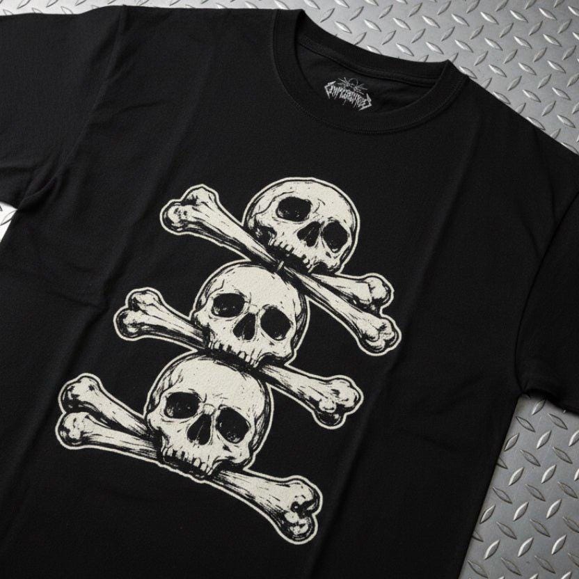 Maglietta Teschio e Tibie Incrociate Pop Art Teschio Colorato Grafica Maglietta Nera Punk Streetwear Retro Fumetto Top Regalo Per Amici Goth
