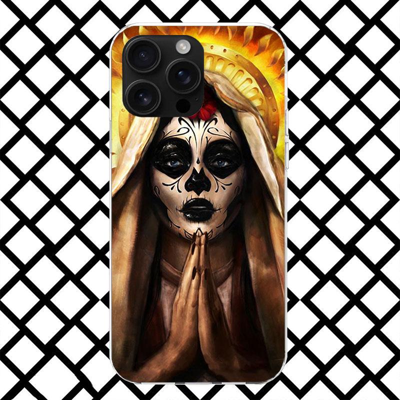 Coque de téléphone Catrina Belle Fille Rose Crâne pour iPhone 17 Air 16 16E 15 14 Plus 13 Mini 12 11 Pro Max 7 8 + SE 2020 Housse Souple