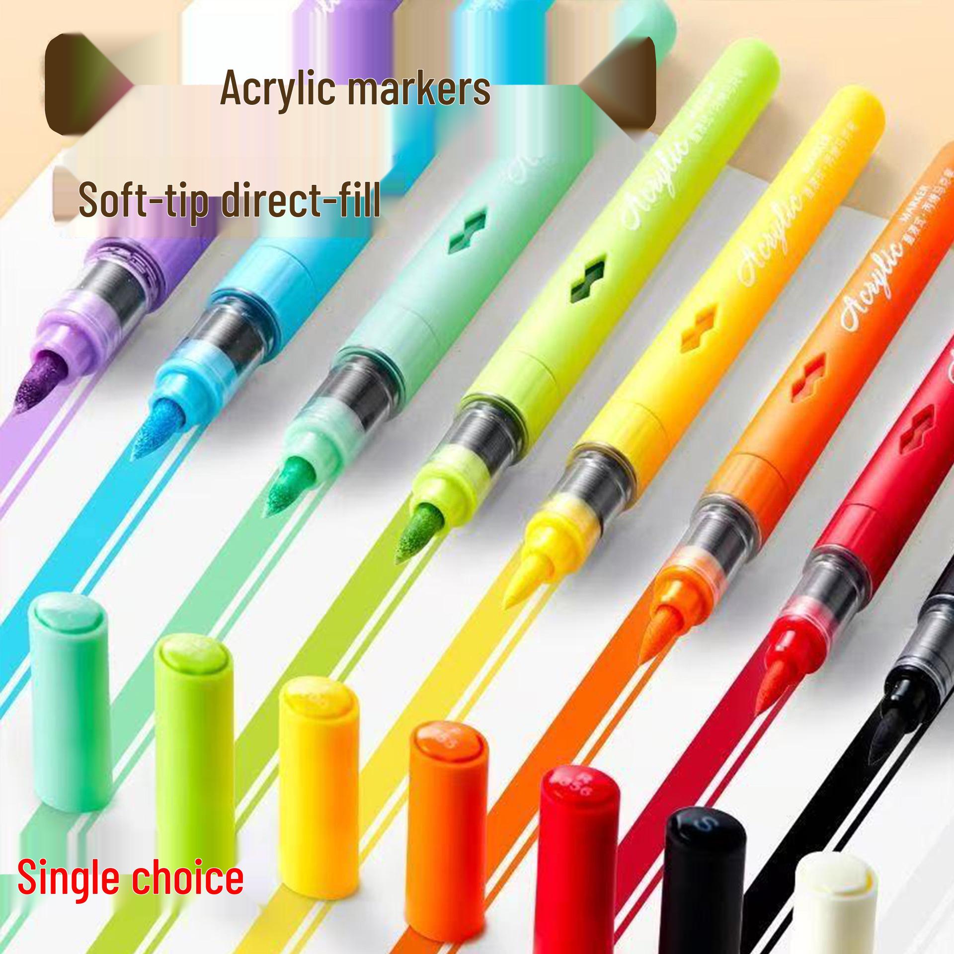 

16-Color Liquid Brush Acrylic Marker: Single-Pen Refill, Large Capacity for Graffiti Brown