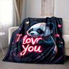 1pc Panda Love Heart Blanket, Lightweight Flannel Fleece with Digital Printing, Soft Warm for Sofa, Travel, Camping, Office, Couch, Chair, and Bed, Al