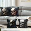 Halloween Skeleton Rose Cushion Pillowcase Printed Polyester 45X45Cm Throw Pillowcover Decorative Sofa Cushion Pillowslip Decor